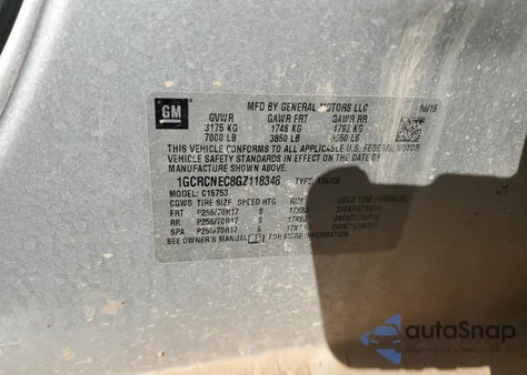 2016 Chevrolet Silverado C1500 z USA, uszkodzony, nr VIN 1GCRCNEC8GZ118348